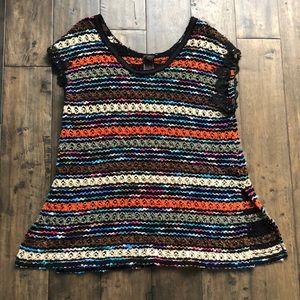 Free People New Romantics Striped Yarn Lace Small